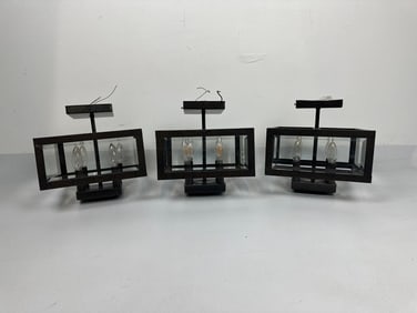 VALUE LOT: THREE HAMPTON BAY TALLAROOK 4-LIGHT FLUSH MOUNT LIGHTING FIXTURES