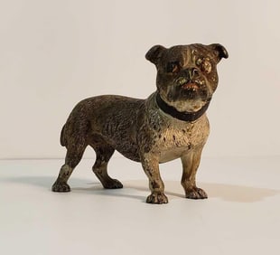 COLD-PAINTED AUSTRIAN BRONZE BULL DOG STATUE