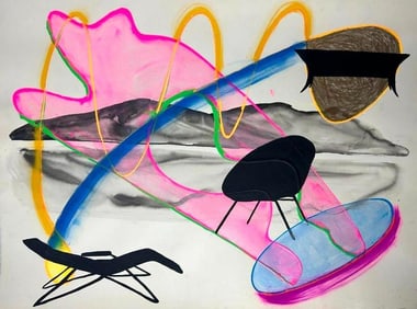 ARCH CONNELLY MIXED MEDIA ON PAPER, ELECTRIC ELL FURNITURE, 1980