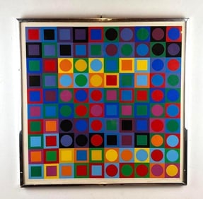 VICTOR VASARELY FRAMED PRINT "PLANETARY FOLKLORE" SERIGRAPH / OP ART PRINT