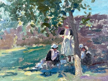 "ETE EN NORMANDIE" ANTIQUE IMPRESSIONIST OIL PAINTING - SIGNED