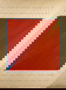 SIGNED RICHARD ANUSZKIEWCZ EXHIBIT POSTER (1965): A signed and dedicated exhibit poster by Richard Anuszkiewicz from 1965, advertising "THE 29TH BIENNIAL EXHIBITION OF CONTEMPORARY AMERICAN PAINTING" at The Corcoran Gallery of Art, featuring