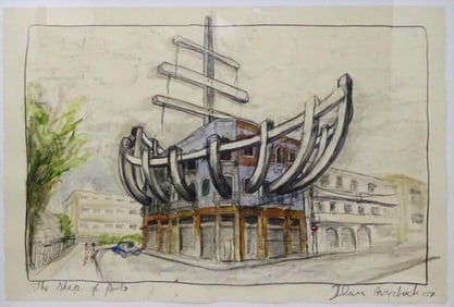 ILAN AVERBUCH "SHIP OF FOOLS" (2007) CRAYON, GRAPHITE & WATERCOLOR ON PAPER.