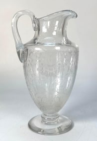 BACCARAT 'MICHELANGELO' PATTERN ETCHED CRYSTAL PITCHER / EWER