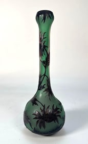 ART NOUVEAU CAMEO GLASS VASE WITH FOLIATE DESIGN SIGNED GALLE