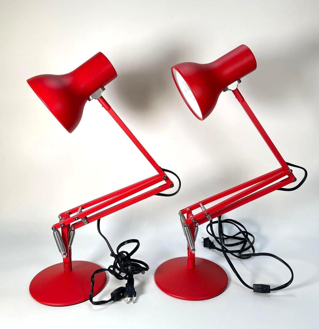 RARE PAIR OF MATTE RED ANGLEPOISE TYPE 75 MINI DESK LAMPS (1 of 11)