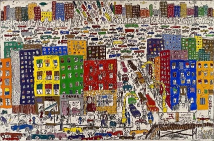 JAMES RIZZI ETCHING SIGNED 1975 "IT'S DO HARD TO BE A SAINT WHEN YOU'RE LIVING IN THE CITY"