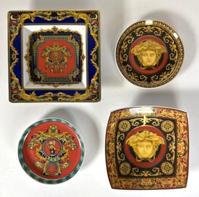 SET OF FOUR VERSACE ROSENTHAL "MEDUSA" & 'LE ROI SOLEIL' PORCELAIN COLLECTOR PLATES