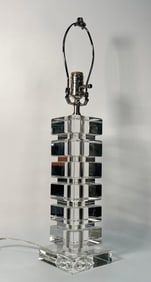 RESTORATION HARDWARE STACKED GLASS CRYSTAL-STYLE COLUMN TABLE LAMP