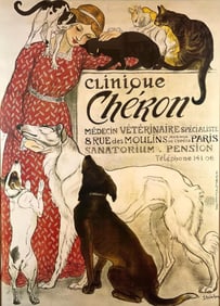 VINTAGE STEINLEN "CLINIQUE CHERON" FRENCH ART NOUVEAU STYLE FRAMED POSTER
