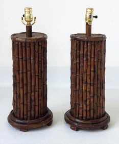 PAIR OF VINTAGE BAMBOO MOTIF TABLE LAMPS