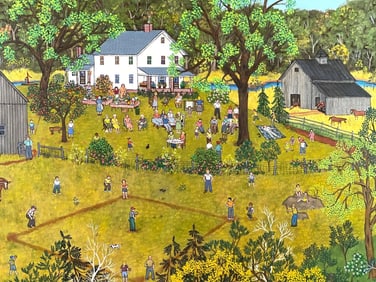 JANIS PRICE SIGNED ACRYLIC ON CANVAS FOLK ART PAINTING