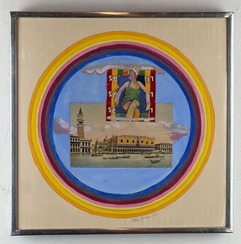 ETHEL FISHER CIRCLE COLLAGE SIGNED AND DATED 1966 (1 of 10)