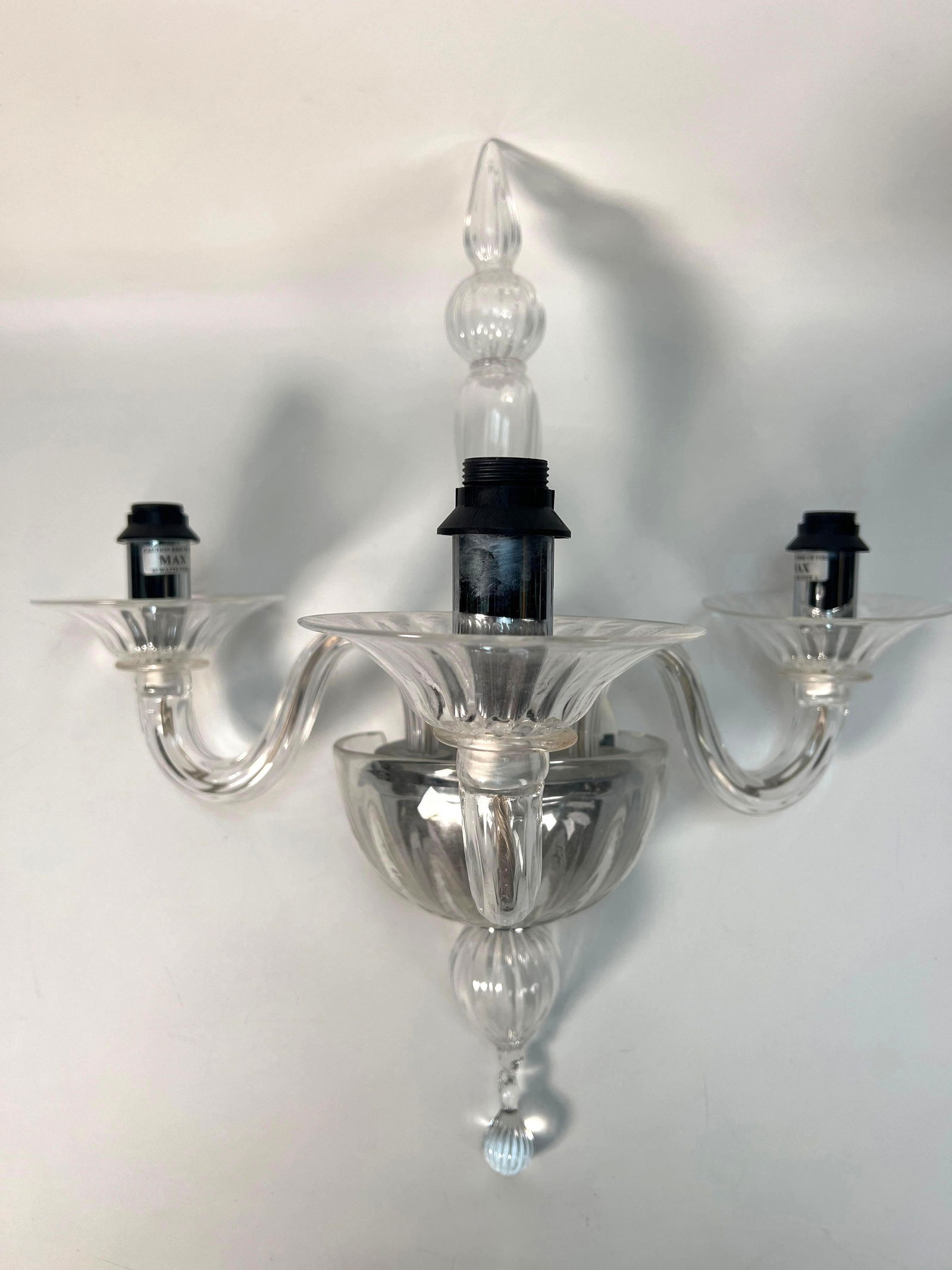 VINTAGE MURANO CLEAR ART GLASS THREE-LIGHT SCONCE | VENTIAN TORCELLO STYLE (1 of 7)