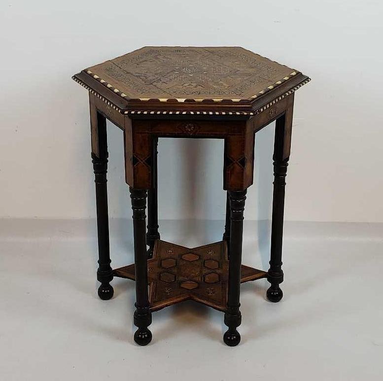 ANTIQUE MOORISH / OCTAGONAL SIDE TABLE WITH GEOMETRIC INLAY (1 of 16)