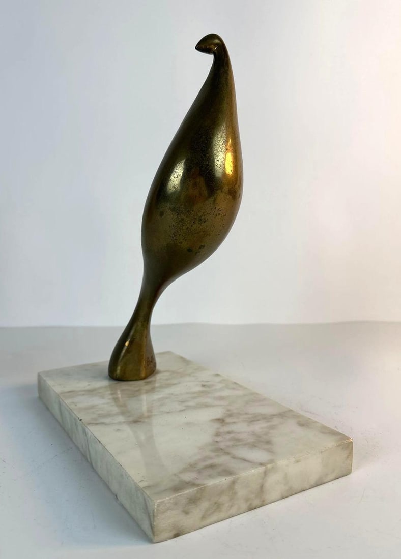 MID-CENTURY MODERN BRONZE BIRD SCULPTURE - SIGNED (1 of 11)