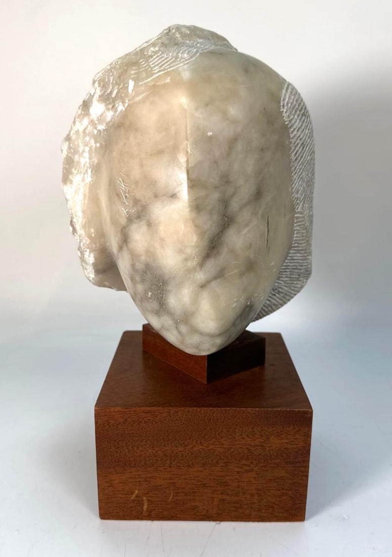 BRUTALIST MARBLE ABSTRACT BUST ON PLINTH (1 of 9)