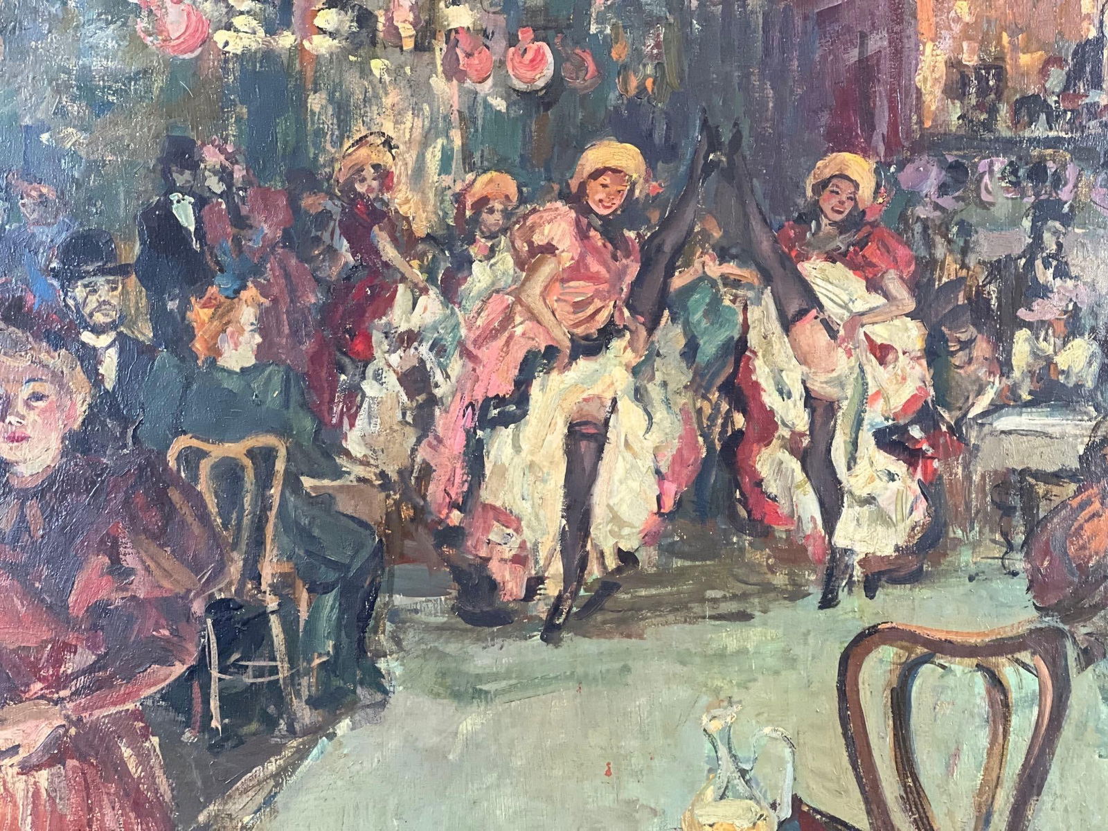 FRAMED NICOLAS BARERRA CAN CAN OIL PAINTING - SIGNED (1 of 8)