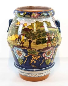LARGE ITALIAN MAJOLICA / DERUTA STYLE ORCIO VASE