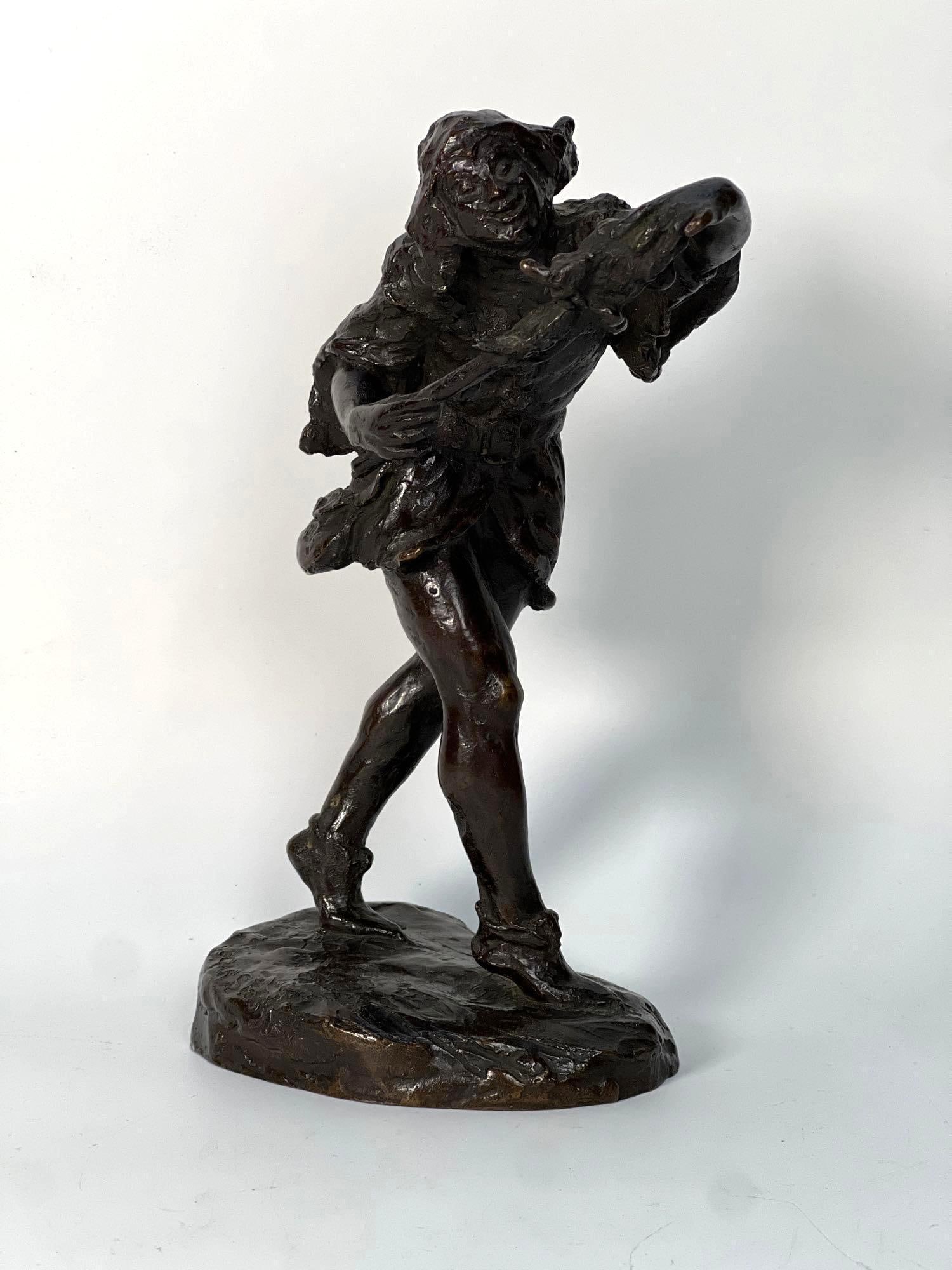 SIGNED BRONZE FIGURE JESTER HARLEQUIN (1 of 8)