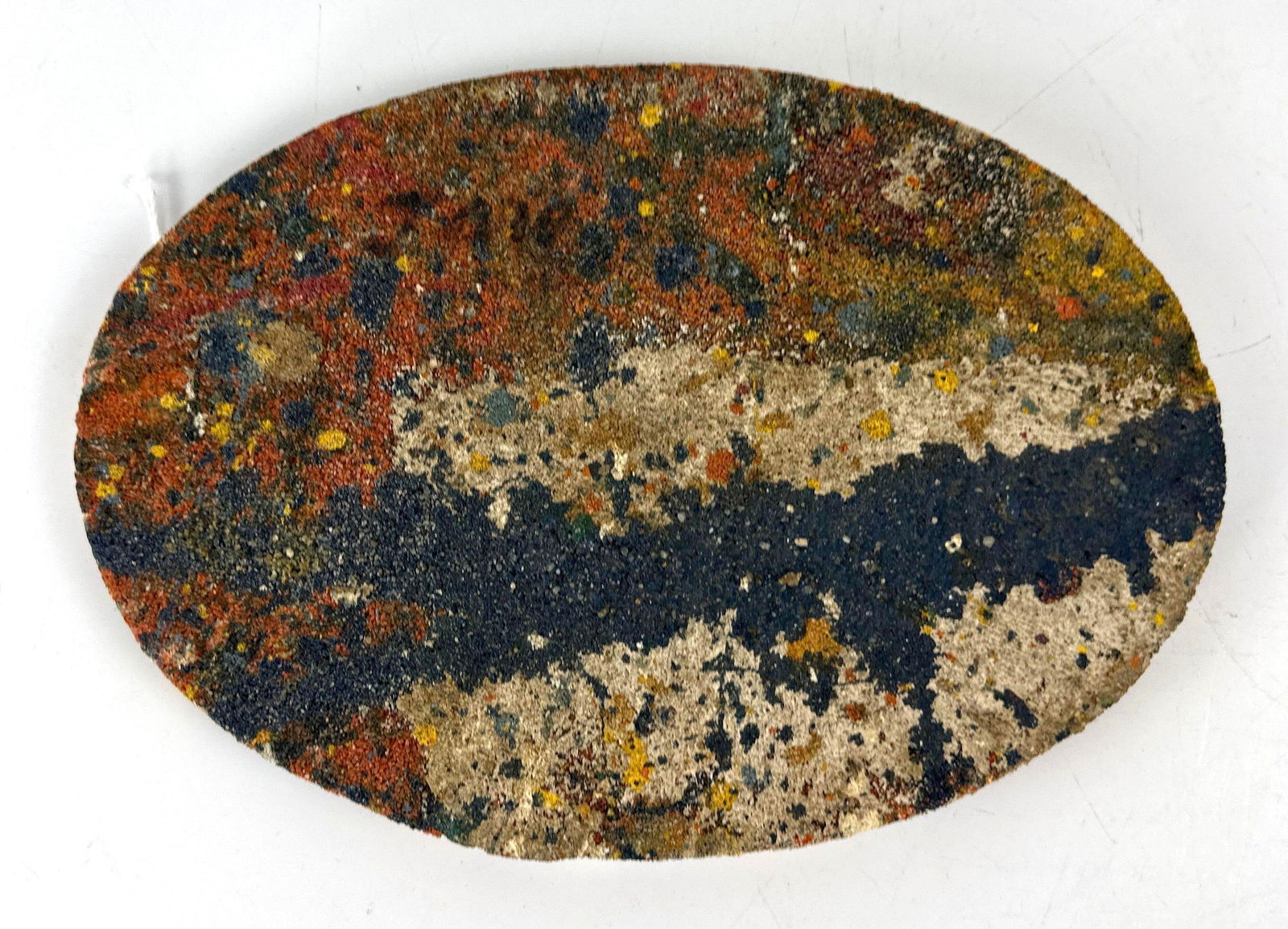 RARE OVAL TARO YAMAMOTO ABSTRACT SAND PAINTING MIXED MEDIA SIGNED (1 of 5)