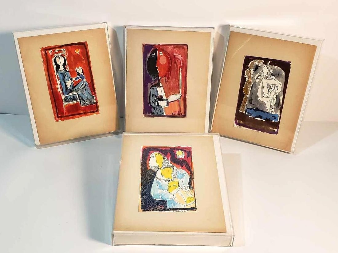 COLLECTION OF FOUR MID-CENTURY SILVESTRI SIGNED WATERCOLORS (1 of 13)