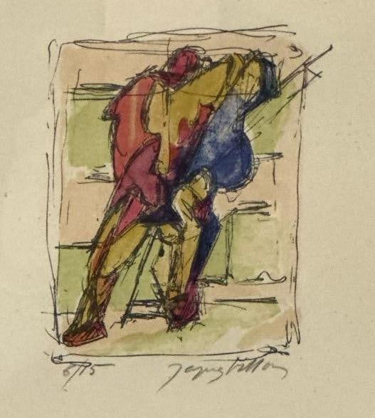 JACQUES VILLON COLOR LITHOGRAPH. "POET, 1958" (1 of 5)
