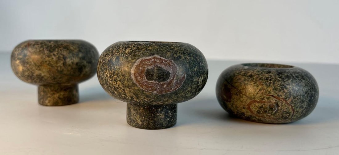 VALUE LOT: THREE TOM DIXON STONE CANDLE HOLDERS (1 of 10)