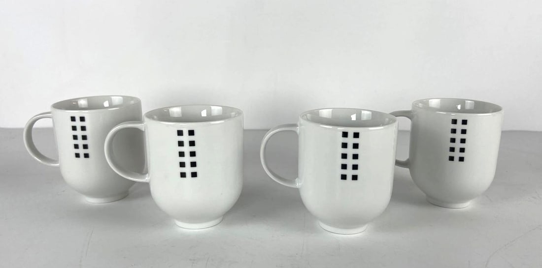 SET OF FOUR RICHARD MEIER FOR SWID POWELL 'BLACK SQUARE' CERAMIC MUGS (1 of 4)