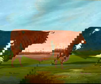LIVING ESTATE OF JOSEPH RODANO: VAN WEBBER OIL PAINTING OF A STEER