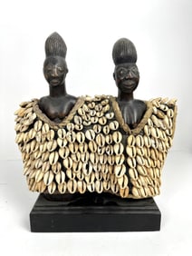 OBEJI WEDDING DOLLS WEARING COWRIE SHELLS,  LIKELY NIGERIAN OR CAMEROON, AFRICA