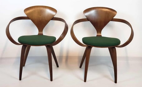 PAIR OF MID CENTURY NORMAN CHERNER FOR PLYCRAFT ARM CHAIRS