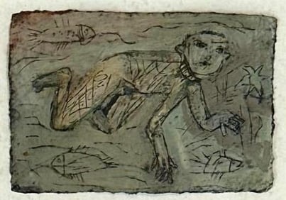 TERRY TURELL 'DOG PADDLE' MIXED MEDIA