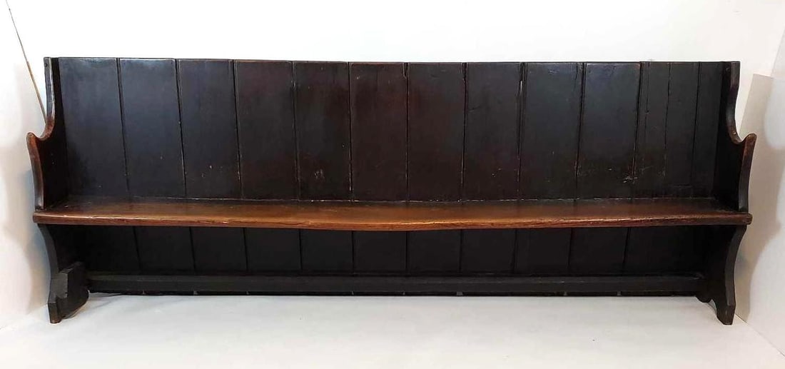 LONG ANTIQUE TAVERN BENCH ELM AND PINE SETTLE PEW (1 of 19)