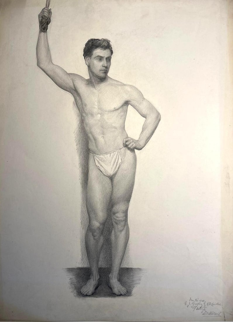 FRAMED PENCIL DRAWING OF YOUNG MAN BY ESTELLA CANZIANI (1 of 11)
