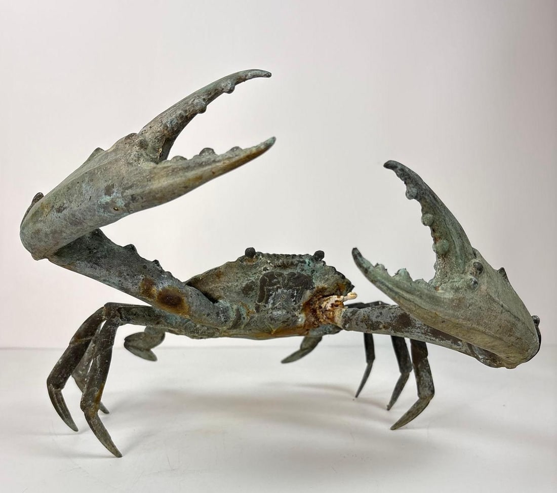 VINTAGE PATINATED BRONZE CRAB SCULPTURE (1 of 7)