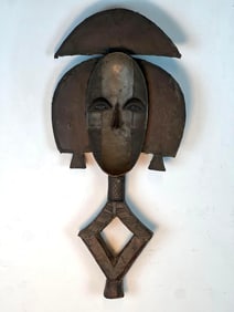 AFRICAN WOOD/METALLIC WOMAN MASK / WALL DECOR PIECE | MBULU NGULU