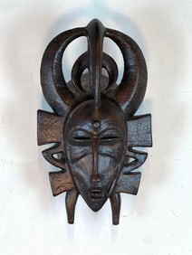 WOODEN SENUFO PEOPLES KPELI FACE MASK