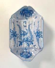 RARE EMILE GALLE SIGNED CERAMIC ASPARAGUS SCALLOP SHELL DISH