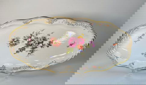 MEISSEN SCALLOPED FLORAL SERVING TRAY / FISCHPLATTE