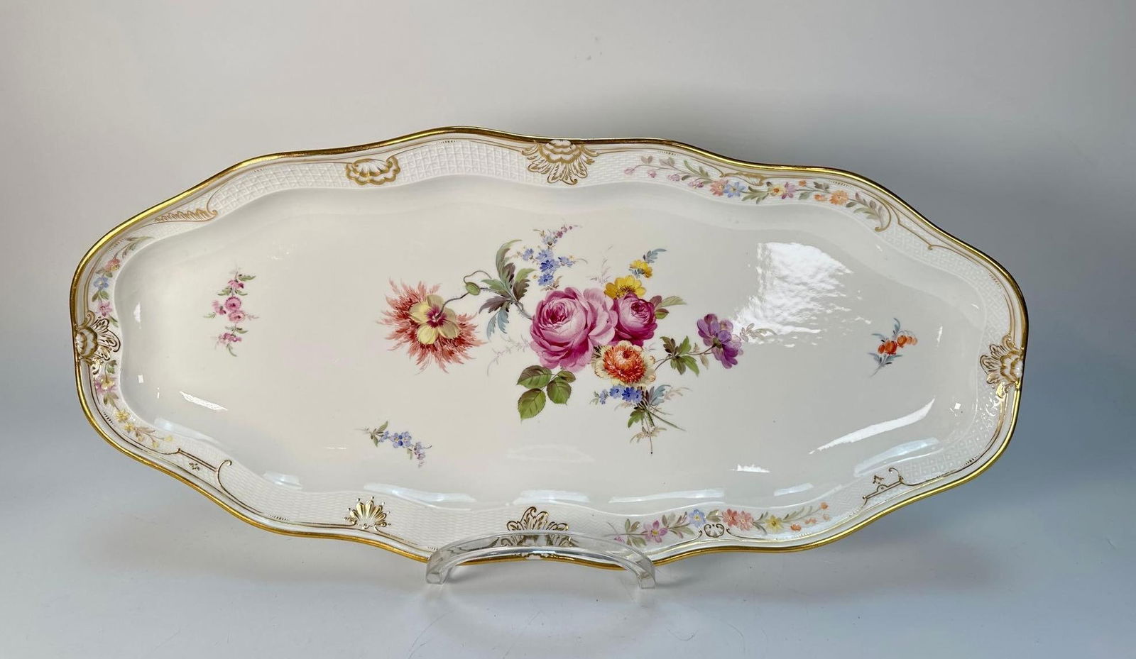 MEISSEN SCALLOPED FLORAL SERVING TRAY / FISCHPLATTE (1 of 7)