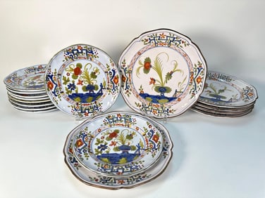 RARE VINTAGE ITALIAN FAENZA GAROFANO BLUE CARNATION PLATE SET | MADE FOR BARNEY'S