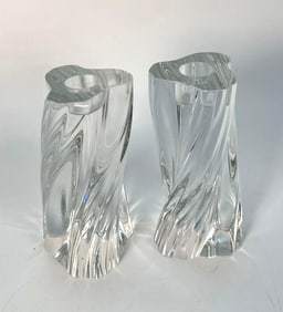PAIR OF BACCARAT TWIST CANDLESTICKS