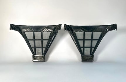 RARE PAIR OF ART DECO PELICAN MOTIF SCONCES, SIGNED M. LEVERRIER