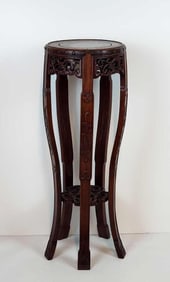 CHINESE CARVED HARDWOOD PEDESTAL / PLANT STAND
