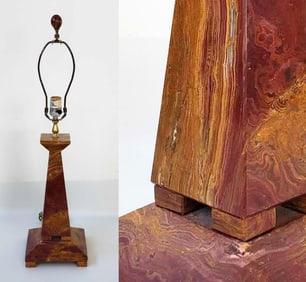 BRUTALIST ONYX OBELISK FORM TABLE LAMP