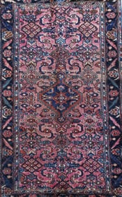 ANTIQUE PERSIAN TRIBAL RUNNER RUG WITH CENTRAL MEDALLION
