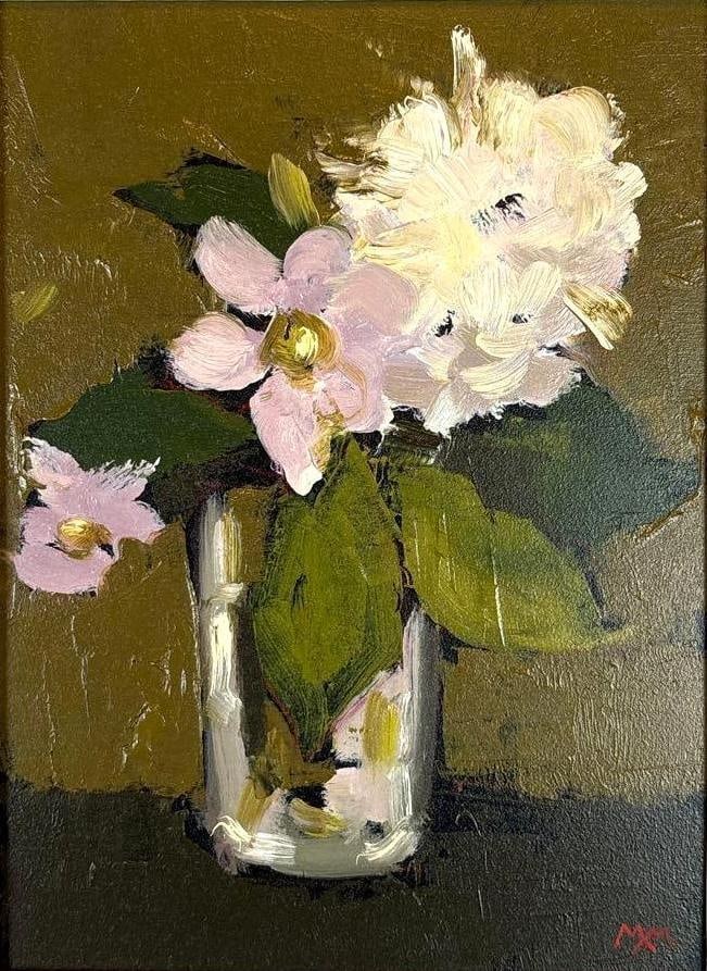 MARTIN MOONEY   'JAPANESE ANEMONE STUDY' OIL ON BOARD PAINTING (2017) (1 of 6)