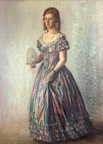 OIL PAINTING PORTRAIT OF A YOUNG WOMAN, SIGNED, GABRIEL J, 1927