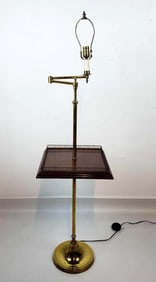 BESSELINK & JONES SMARTIE MINOR F2-012 SWING ARM BRASS FLOOR LAMP WITH CHERRYWOOD TABLE